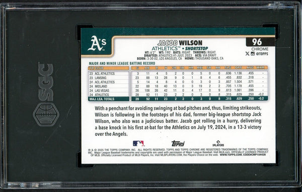 2025 Topps Chrome #096 Jacob Wilson A's SGC 10 GEM MINT 554867