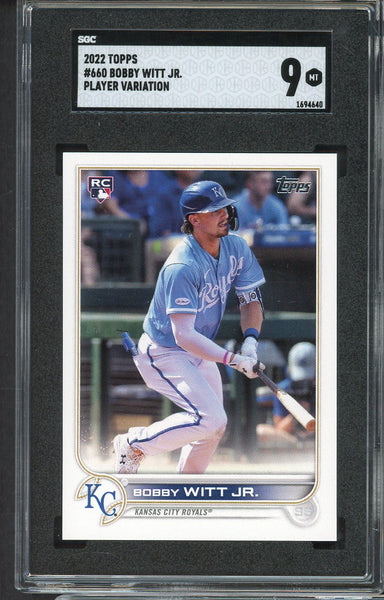 2022 Topps #660 Bobby Witt Jr Royals SGC 9 MINT Variation 554873