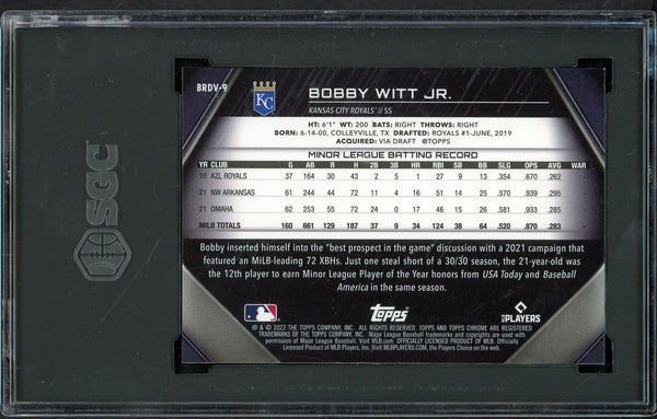 2022 Topps Chrome Black #BRDV9 Bobby Witt Jr Royals SGC 10 GEM MINT Variation 554875
