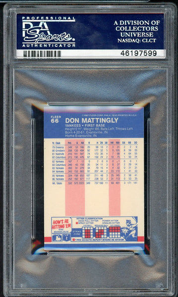 1987 Fleer Mini #066 Don Mattingly Yankees PSA 10 GEM MINT 554886