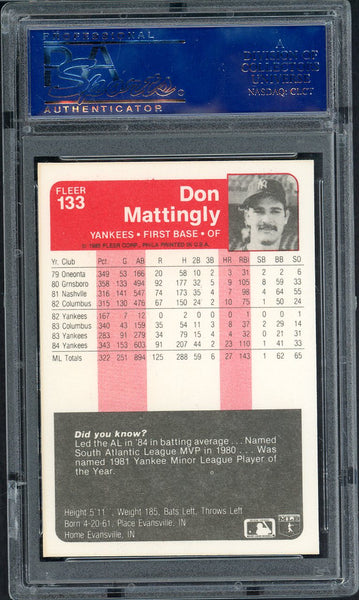 1985 Fleer #133 Don Mattingly Yankees PSA 9 MINT 554887