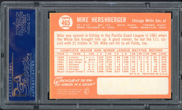 1964 Topps Baseball #465 Mike Hershberger White Sox PSA 6 EX-MT 554892