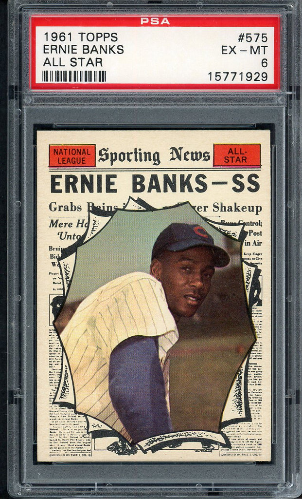 1961 Topps Baseball #575 Ernie Banks A.S. Cubs PSA 6 EX-MT 554893