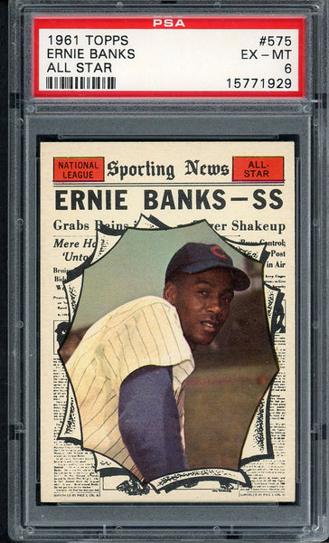 1961 Topps Baseball #575 Ernie Banks A.S. Cubs PSA 6 EX-MT 554893