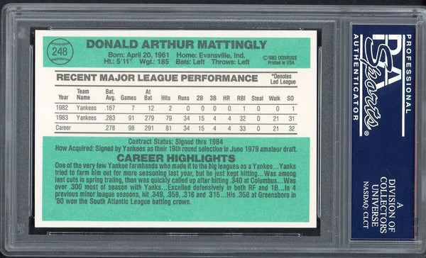 1984 Donruss #248 Don Mattingly Yankees PSA 8 NM/MT 554896