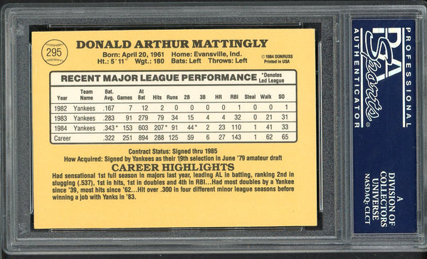 1985 Donruss #295 Don Mattingly Yankees PSA 9 MINT 554897