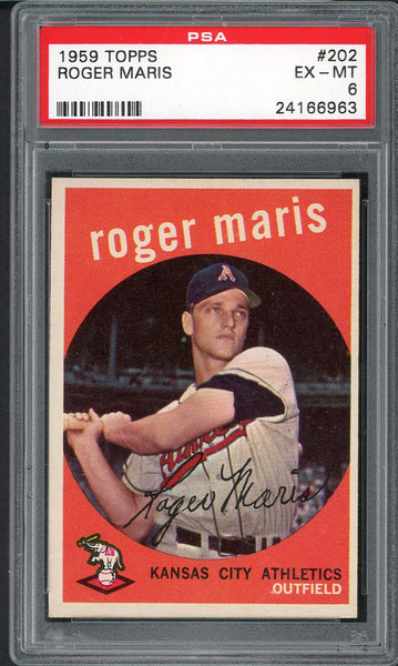 1959 Topps Baseball #202 Roger Maris A's PSA 6 EX-MT 554906