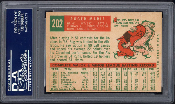 1959 Topps Baseball #202 Roger Maris A's PSA 6 EX-MT 554906