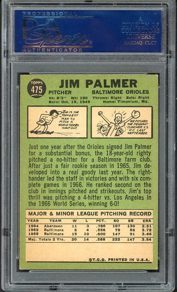 1967 Topps Baseball #475 Jim Palmer Orioles PSA 5 EX 554908
