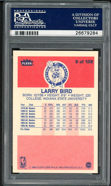 1986 Fleer #009 Larry Bird Celtics PSA 8 NM/MT 554915