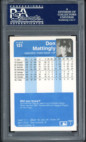 1984 Fleer #131 Don Mattingly Yankees PSA 9 MINT 554917