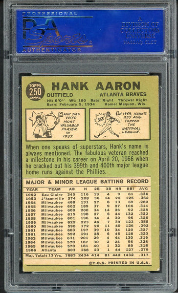 1967 Topps Baseball #250 Hank Aaron Braves PSA 5 EX 554921