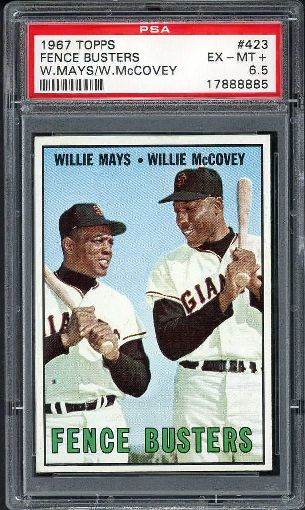 1967 Topps Baseball #423 Willie Mays Willie McCovey PSA 6.5 EX-MT+ 554922