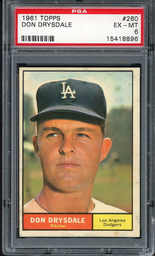 1961 Topps Baseball #260 Don Drysdale Dodgers PSA 6 EX-MT 554924