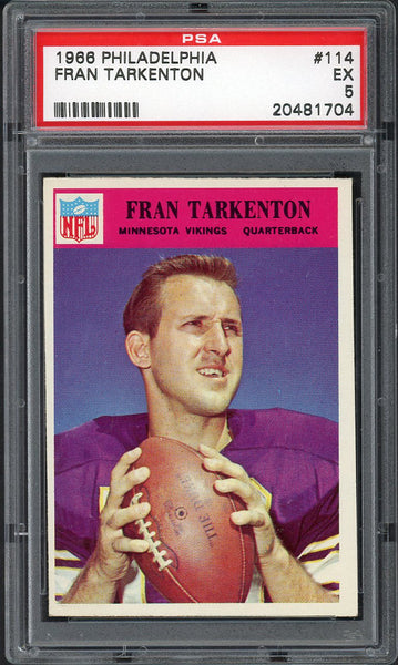 1966 Philadelphia Football #114 Fran Tarkenton Vikings PSA 5 EX 554926
