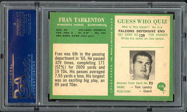 1966 Philadelphia Football #114 Fran Tarkenton Vikings PSA 5 EX 554926