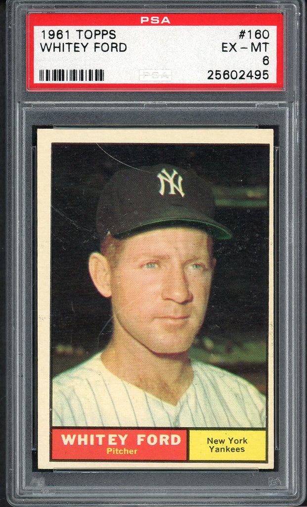1961 Topps Baseball #160 Whitey Ford Yankees PSA 6 EX-MT 554929