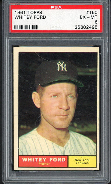 1961 Topps Baseball #160 Whitey Ford Yankees PSA 6 EX-MT 554929