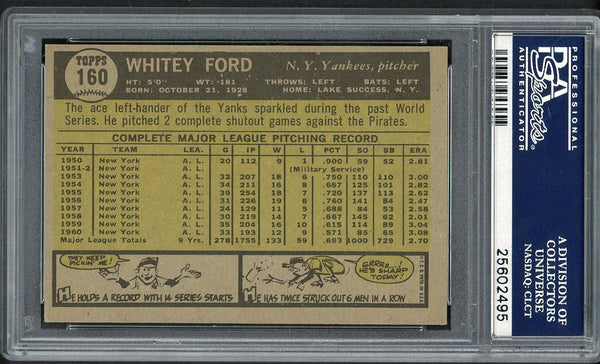 1961 Topps Baseball #160 Whitey Ford Yankees PSA 6 EX-MT 554929
