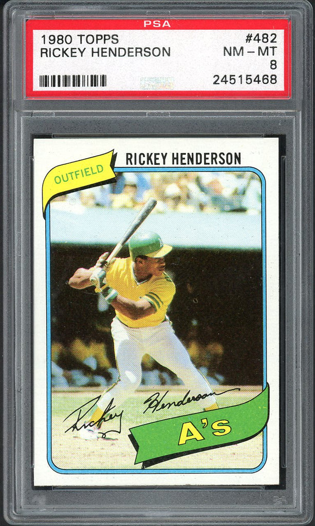 1980 Topps Baseball #482 Rickey Henderson A's PSA 8 NM/MT 554930