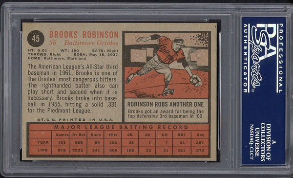 1962 Topps Baseball #045 Brooks Robinson Orioles PSA 7 NM 554936