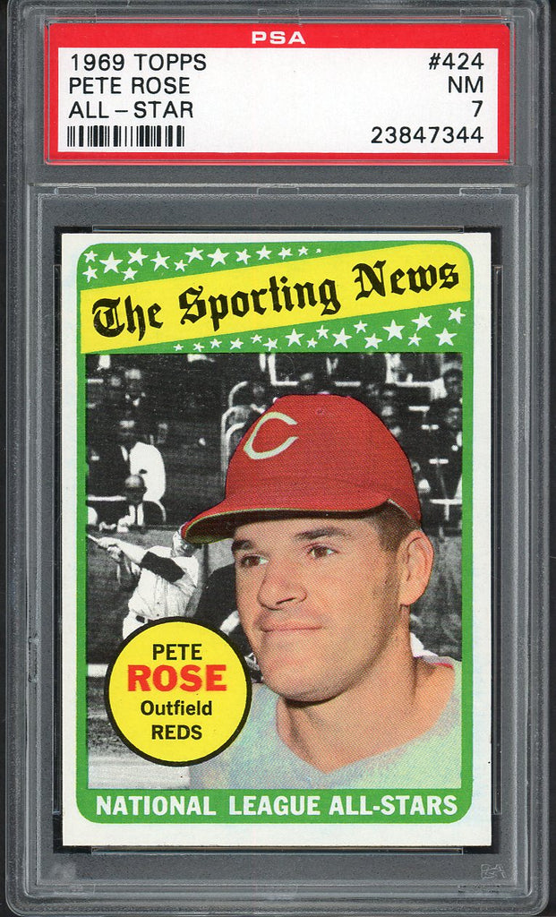1969 Topps Baseball #424 Pete Rose A.S. Reds PSA 7 NM 554941