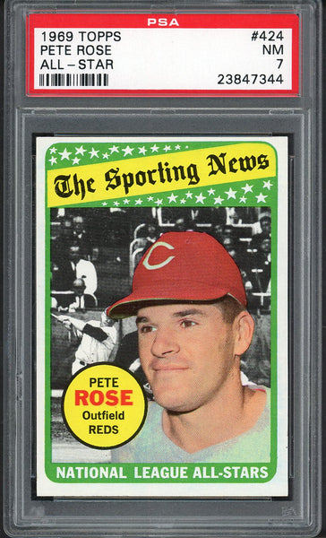 1969 Topps Baseball #424 Pete Rose A.S. Reds PSA 7 NM 554941