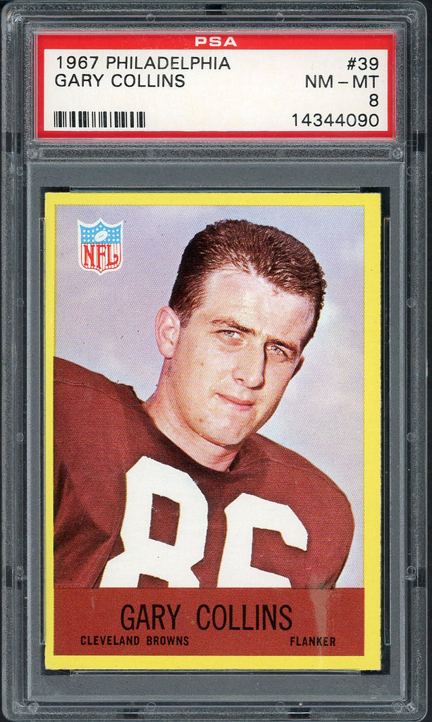 1967 Philadelphia Football #039 Gary Collins Browns PSA 8 NM/MT 554942