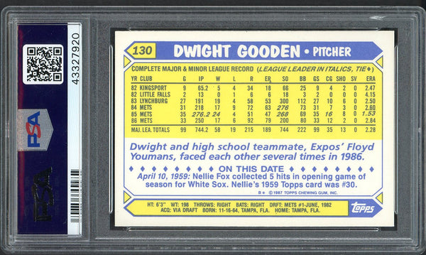 1987 Topps Tiffany #130 Dwight Gooden Mets PSA 9 MINT 554947