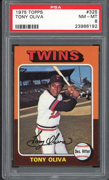 1975 Topps Baseball #325 Tony Oliva Twins PSA 8 NM/MT 554948