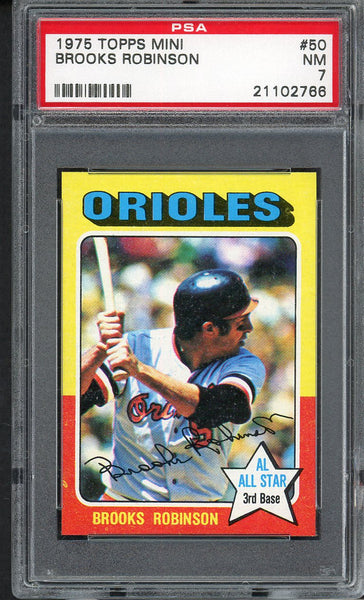 1975 Topps Mini Baseball #050 Brooks Robinson Orioles PSA 7 NM 554949