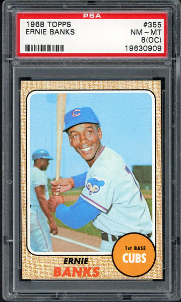 1968 Topps Baseball #355 Ernie Banks Cubs PSA 8 NM/MT oc 554950