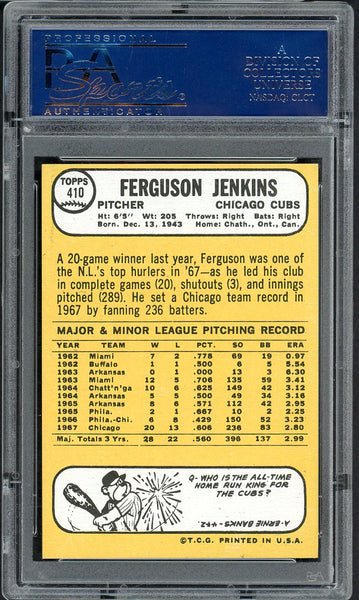1968 Topps Baseball #410 Fergie Jenkins Cubs PSA 8 NM/MT 554951