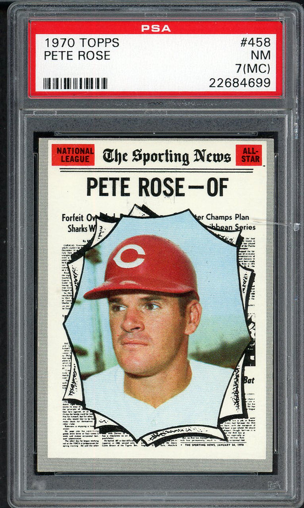 1970 Topps Baseball #458 Pete Rose A.S. Reds PSA 7 NM mc 554959
