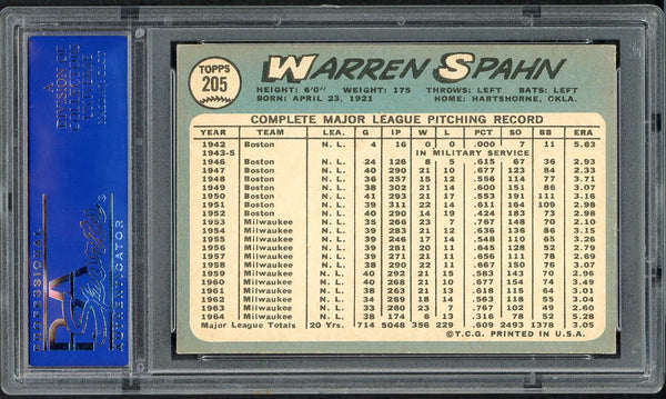 1965 Topps Baseball #205 Warren Spahn Mets PSA 6 EX-MT 554963