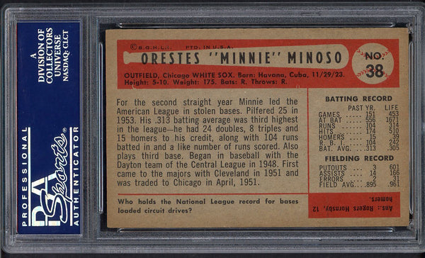 1954 Bowman Baseball #038 Minnie Minoso White Sox PSA 6 EX-MT 554965
