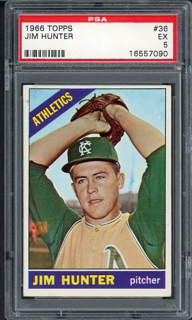 1966 Topps Baseball #036 Catfish Hunter A's PSA 5 EX 554967