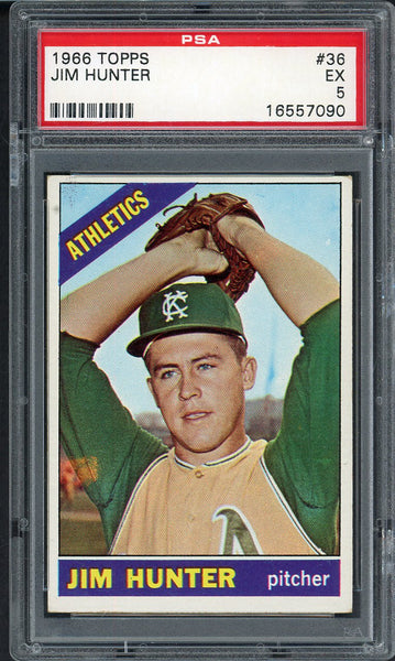 1966 Topps Baseball #036 Catfish Hunter A's PSA 5 EX 554967