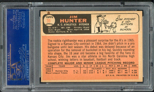 1966 Topps Baseball #036 Catfish Hunter A's PSA 5 EX 554967