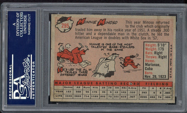 1958 Topps Baseball #295 Minnie Minoso Indians PSA 6 EX-MT 554972