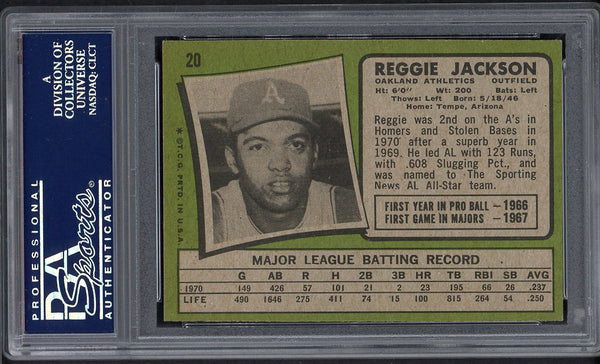 1971 Topps Baseball #020 Reggie Jackson A's PSA 6 EX-MT 554973
