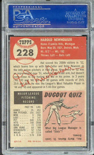 1953 Topps Baseball #228 Hal Newhouser Tigers PSA 6.5 EX-MT+ 554984