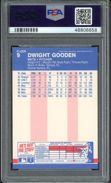 1987 Fleer #009 Dwight Gooden Mets PSA 10 GEM MINT 554989