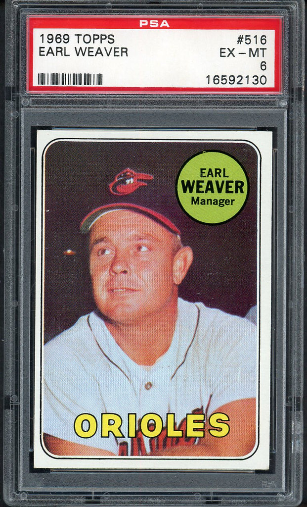1969 Topps Baseball #516 Earl Weaver Orioles PSA 6 EX-MT 554993