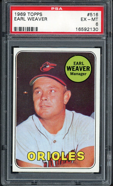 1969 Topps Baseball #516 Earl Weaver Orioles PSA 6 EX-MT 554993