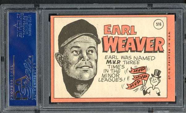 1969 Topps Baseball #516 Earl Weaver Orioles PSA 6 EX-MT 554993