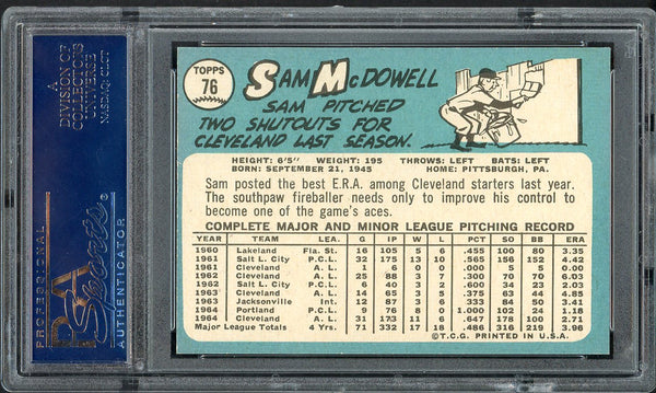 1965 Topps Baseball #076 Sam McDowell Indians PSA 7 NM 554994
