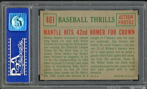1959 Topps Baseball #461 Mickey Mantle IA Yankees PSA 6 EX-MT 554996