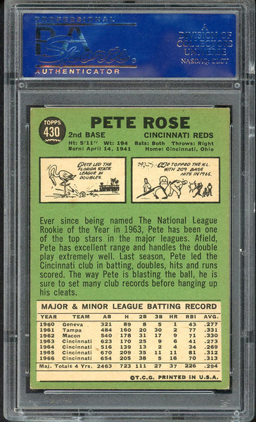 1967 Topps Baseball #430 Pete Rose Reds PSA 5 EX 555000