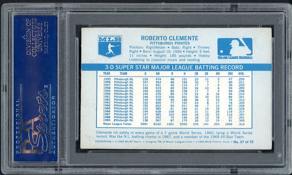 1970 Kelloggs Baseball #027 Roberto Clemente Pirates PSA 4 VG-EX 555010